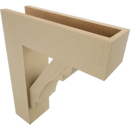 Ekena Millwork - BKTUR0554X18X22OLY05RCPR - Timberthane Faux Wood Olympic Style Bracket w/ Offset Brace, Block Ends, 5 1/2"W x 18"D x 22"H, Primed Tan