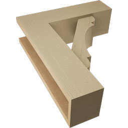 Ekena Millwork - BKTUR0554X18X22OLY05RCPR - Timberthane Faux Wood Olympic Style Bracket w/ Offset Brace, Block Ends, 5 1/2"W x 18"D x 22"H, Primed Tan