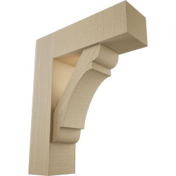Ekena Millwork - BKTUR0554X18X22OLY05RCPR - Timberthane Faux Wood Olympic Style Bracket w/ Offset Brace, Block Ends, 5 1/2"W x 18"D x 22"H, Primed Tan