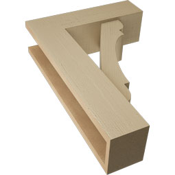 Ekena Millwork - BKTUR0554X18X26OLY05RCPR - Timberthane Faux Wood Olympic Style Bracket w/ Offset Brace, Block Ends, 5 1/2"W x 18"D x 26"H, Primed Tan