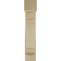 Ekena Millwork - BKTUR0554X18X30OLY05RCPR - Timberthane Faux Wood Olympic Style Bracket w/ Offset Brace, Block Ends, 5 1/2"W x 18"D x 30"H, Primed Tan