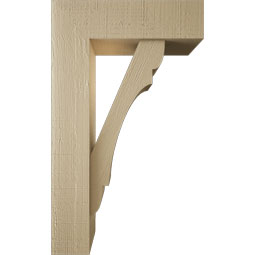 Ekena Millwork - BKTUR0554X18X30OLY05RCPR - Timberthane Faux Wood Olympic Style Bracket w/ Offset Brace, Block Ends, 5 1/2"W x 18"D x 30"H, Primed Tan