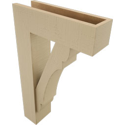 Ekena Millwork - BKTUR0554X18X30OLY05RCPR - Timberthane Faux Wood Olympic Style Bracket w/ Offset Brace, Block Ends, 5 1/2"W x 18"D x 30"H, Primed Tan