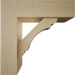 Ekena Millwork - BKTUR0554X20X20OLY05RCPR - Timberthane Faux Wood Olympic Style Bracket w/ Offset Brace, Block Ends, 5 1/2"W x 20"D x 20"H, Primed Tan