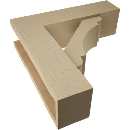 Ekena Millwork - BKTUR0554X20X20OLY05RCPR - Timberthane Faux Wood Olympic Style Bracket w/ Offset Brace, Block Ends, 5 1/2"W x 20"D x 20"H, Primed Tan