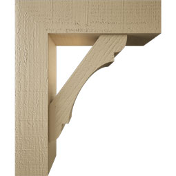 Ekena Millwork - BKTUR0554X20X24OLY05RCPR - Timberthane Faux Wood Olympic Style Bracket w/ Offset Brace, Block Ends, 5 1/2"W x 20"D x 24"H, Primed Tan
