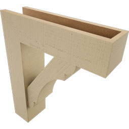 Ekena Millwork - BKTUR0554X20X24OLY05RCPR - Timberthane Faux Wood Olympic Style Bracket w/ Offset Brace, Block Ends, 5 1/2"W x 20"D x 24"H, Primed Tan