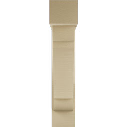 Ekena Millwork - BKTUR0554X20X28OLY05RCPR - Timberthane Faux Wood Olympic Style Bracket w/ Offset Brace, Block Ends, 5 1/2"W x 20"D x 28"H, Primed Tan