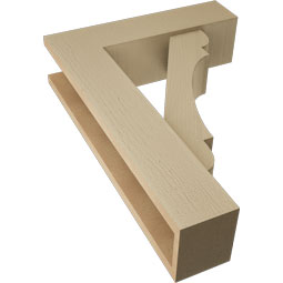 Ekena Millwork - BKTUR0554X20X28OLY05RCPR - Timberthane Faux Wood Olympic Style Bracket w/ Offset Brace, Block Ends, 5 1/2"W x 20"D x 28"H, Primed Tan