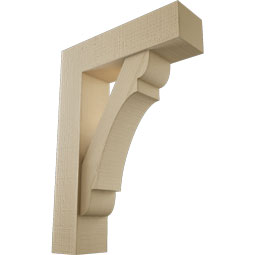 Ekena Millwork - BKTUR0554X20X28OLY05RCPR - Timberthane Faux Wood Olympic Style Bracket w/ Offset Brace, Block Ends, 5 1/2"W x 20"D x 28"H, Primed Tan