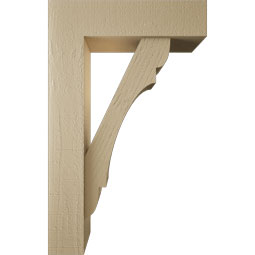 Ekena Millwork - BKTUR0554X20X32OLY05RCPR - Timberthane Faux Wood Olympic Style Bracket w/ Offset Brace, Block Ends, 5 1/2"W x 20"D x 32"H, Primed Tan