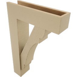 Ekena Millwork - BKTUR0554X20X32OLY05RCPR - Timberthane Faux Wood Olympic Style Bracket w/ Offset Brace, Block Ends, 5 1/2"W x 20"D x 32"H, Primed Tan