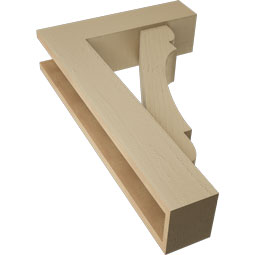 Ekena Millwork - BKTUR0554X20X32OLY05RCPR - Timberthane Faux Wood Olympic Style Bracket w/ Offset Brace, Block Ends, 5 1/2"W x 20"D x 32"H, Primed Tan