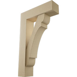 Ekena Millwork - BKTUR0554X20X32OLY05RCPR - Timberthane Faux Wood Olympic Style Bracket w/ Offset Brace, Block Ends, 5 1/2"W x 20"D x 32"H, Primed Tan