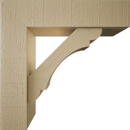 Ekena Millwork - BKTUR0554X22X22OLY05RCPR - Timberthane Faux Wood Olympic Style Bracket w/ Offset Brace, Block Ends, 5 1/2"W x 22"D x 22"H, Primed Tan