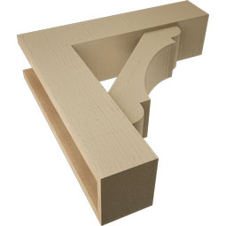 Ekena Millwork - BKTUR0554X22X22OLY05RCPR - Timberthane Faux Wood Olympic Style Bracket w/ Offset Brace, Block Ends, 5 1/2"W x 22"D x 22"H, Primed Tan