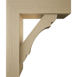 Ekena Millwork - BKTUR0554X22X26OLY05RCPR - Timberthane Faux Wood Olympic Style Bracket w/ Offset Brace, Block Ends, 5 1/2"W x 22"D x 26"H, Primed Tan