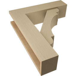 Ekena Millwork - BKTUR0554X22X26OLY05RCPR - Timberthane Faux Wood Olympic Style Bracket w/ Offset Brace, Block Ends, 5 1/2"W x 22"D x 26"H, Primed Tan