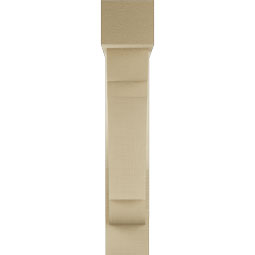 Ekena Millwork - BKTUR0554X22X30OLY05RCPR - Timberthane Faux Wood Olympic Style Bracket w/ Offset Brace, Block Ends, 5 1/2"W x 22"D x 30"H, Primed Tan