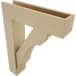 Ekena Millwork - BKTUR0554X22X30OLY05RCPR - Timberthane Faux Wood Olympic Style Bracket w/ Offset Brace, Block Ends, 5 1/2"W x 22"D x 30"H, Primed Tan