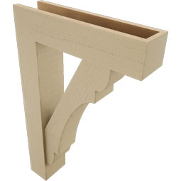 Ekena Millwork - BKTUR0554X22X34OLY05RCPR - Timberthane Faux Wood Olympic Style Bracket w/ Offset Brace, Block Ends, 5 1/2"W x 22"D x 34"H, Primed Tan