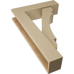 Ekena Millwork - BKTUR0554X22X34OLY05RCPR - Timberthane Faux Wood Olympic Style Bracket w/ Offset Brace, Block Ends, 5 1/2"W x 22"D x 34"H, Primed Tan