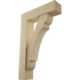 Ekena Millwork - BKTUR0554X22X34OLY05RCPR - Timberthane Faux Wood Olympic Style Bracket w/ Offset Brace, Block Ends, 5 1/2"W x 22"D x 34"H, Primed Tan