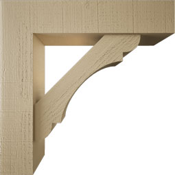 Ekena Millwork - BKTUR0554X24X24OLY05RCPR - Timberthane Faux Wood Olympic Style Bracket w/ Offset Brace, Block Ends, 5 1/2"W x 24"D x 24"H, Primed Tan