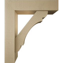 Ekena Millwork - BKTUR0554X24X28OLY05RCPR - Timberthane Faux Wood Olympic Style Bracket w/ Offset Brace, Block Ends, 5 1/2"W x 24"D x 28"H, Primed Tan