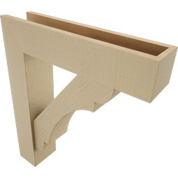 Ekena Millwork - BKTUR0554X24X28OLY05RCPR - Timberthane Faux Wood Olympic Style Bracket w/ Offset Brace, Block Ends, 5 1/2"W x 24"D x 28"H, Primed Tan