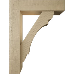 Ekena Millwork - BKTUR0554X24X32OLY05RCPR - Timberthane Faux Wood Olympic Style Bracket w/ Offset Brace, Block Ends, 5 1/2"W x 24"D x 32"H, Primed Tan