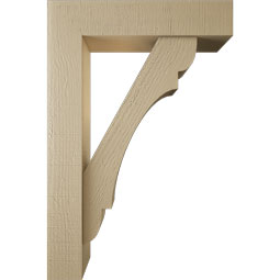 Ekena Millwork - BKTUR0554X24X36OLY05RCPR - Timberthane Faux Wood Olympic Style Bracket w/ Offset Brace, Block Ends, 5 1/2"W x 24"D x 36"H, Primed Tan