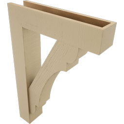 Ekena Millwork - BKTUR0554X24X36OLY05RCPR - Timberthane Faux Wood Olympic Style Bracket w/ Offset Brace, Block Ends, 5 1/2"W x 24"D x 36"H, Primed Tan