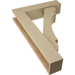Ekena Millwork - BKTUR0554X24X36OLY05RCPR - Timberthane Faux Wood Olympic Style Bracket w/ Offset Brace, Block Ends, 5 1/2"W x 24"D x 36"H, Primed Tan