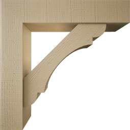 Ekena Millwork - BKTUR0554X26X26OLY05RCPR - Timberthane Faux Wood Olympic Style Bracket w/ Offset Brace, Block Ends, 5 1/2"W x 26"D x 26"H, Primed Tan