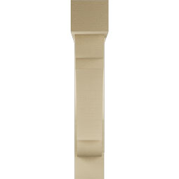 Ekena Millwork - BKTUR0554X26X30OLY05RCPR - Timberthane Faux Wood Olympic Style Bracket w/ Offset Brace, Block Ends, 5 1/2"W x 26"D x 30"H, Primed Tan