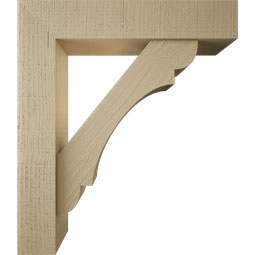 Ekena Millwork - BKTUR0554X26X30OLY05RCPR - Timberthane Faux Wood Olympic Style Bracket w/ Offset Brace, Block Ends, 5 1/2"W x 26"D x 30"H, Primed Tan