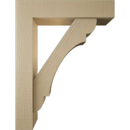 Ekena Millwork - BKTUR0554X26X34OLY05RCPR - Timberthane Faux Wood Olympic Style Bracket w/ Offset Brace, Block Ends, 5 1/2"W x 26"D x 34"H, Primed Tan