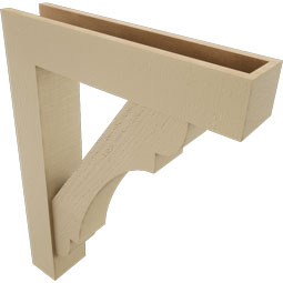 Ekena Millwork - BKTUR0554X26X34OLY05RCPR - Timberthane Faux Wood Olympic Style Bracket w/ Offset Brace, Block Ends, 5 1/2"W x 26"D x 34"H, Primed Tan