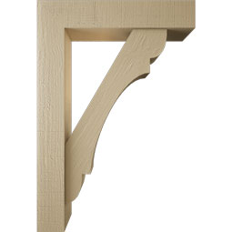 Ekena Millwork - BKTUR0554X26X38OLY05RCPR - Timberthane Faux Wood Olympic Style Bracket w/ Offset Brace, Block Ends, 5 1/2"W x 26"D x 38"H, Primed Tan