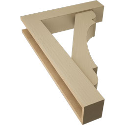 Ekena Millwork - BKTUR0554X26X38OLY05RCPR - Timberthane Faux Wood Olympic Style Bracket w/ Offset Brace, Block Ends, 5 1/2"W x 26"D x 38"H, Primed Tan