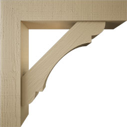 Ekena Millwork - BKTUR0554X28X28OLY05RCPR - Timberthane Faux Wood Olympic Style Bracket w/ Offset Brace, Block Ends, 5 1/2"W x 28"D x 28"H, Primed Tan