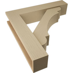 Ekena Millwork - BKTUR0554X28X28OLY05RCPR - Timberthane Faux Wood Olympic Style Bracket w/ Offset Brace, Block Ends, 5 1/2"W x 28"D x 28"H, Primed Tan