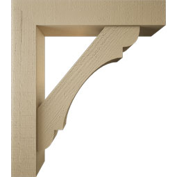 Ekena Millwork - BKTUR0554X28X32OLY05RCPR - Timberthane Faux Wood Olympic Style Bracket w/ Offset Brace, Block Ends, 5 1/2"W x 28"D x 32"H, Primed Tan