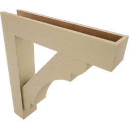 Ekena Millwork - BKTUR0554X28X32OLY05RCPR - Timberthane Faux Wood Olympic Style Bracket w/ Offset Brace, Block Ends, 5 1/2"W x 28"D x 32"H, Primed Tan