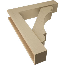 Ekena Millwork - BKTUR0554X28X32OLY05RCPR - Timberthane Faux Wood Olympic Style Bracket w/ Offset Brace, Block Ends, 5 1/2"W x 28"D x 32"H, Primed Tan