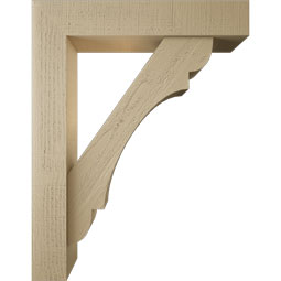 Ekena Millwork - BKTUR0554X28X36OLY05RCPR - Timberthane Faux Wood Olympic Style Bracket w/ Offset Brace, Block Ends, 5 1/2"W x 28"D x 36"H, Primed Tan