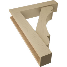 Ekena Millwork - BKTUR0554X28X36OLY05RCPR - Timberthane Faux Wood Olympic Style Bracket w/ Offset Brace, Block Ends, 5 1/2"W x 28"D x 36"H, Primed Tan