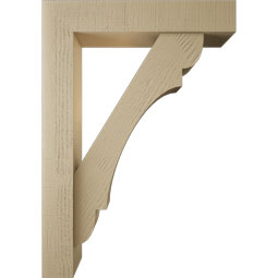 Ekena Millwork - BKTUR0554X28X40OLY05RCPR - Timberthane Faux Wood Olympic Style Bracket w/ Offset Brace, Block Ends, 5 1/2"W x 28"D x 40"H, Primed Tan