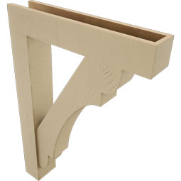 Ekena Millwork - BKTUR0554X28X40OLY05RCPR - Timberthane Faux Wood Olympic Style Bracket w/ Offset Brace, Block Ends, 5 1/2"W x 28"D x 40"H, Primed Tan